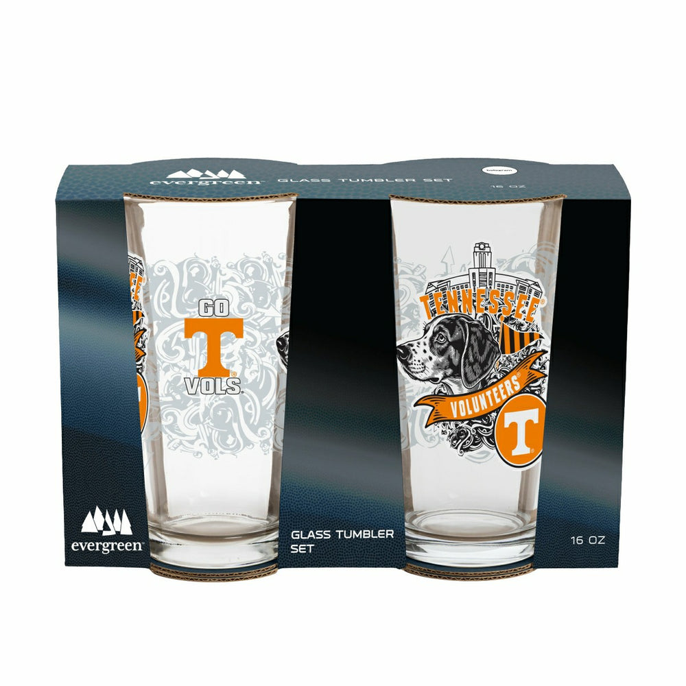 University of Tennessee 16oz Glass pint, Set of 2, Collegiate, Home