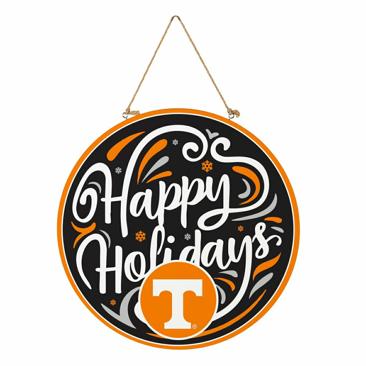 University of Tennessee Holiday Round Door Décor with Hanging Rope, 18, Collegiate, Home