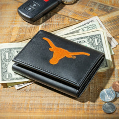 University of Texas Black Tri-Fold Embroidered Wallet w/ RFID Blocking, Collegiate, Home