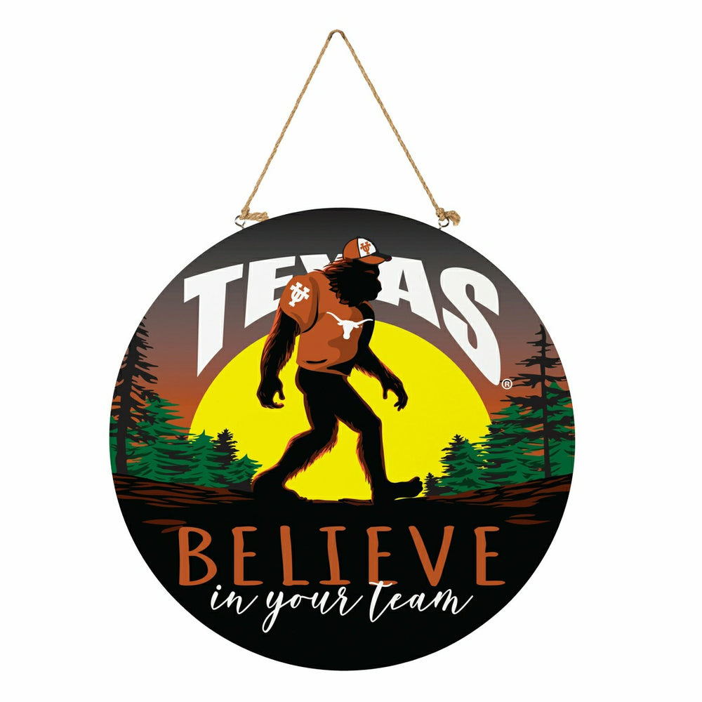 University of Texas Bigfoot Round Door Décor with Hanging Rope, 18x18, Collegiate, Home