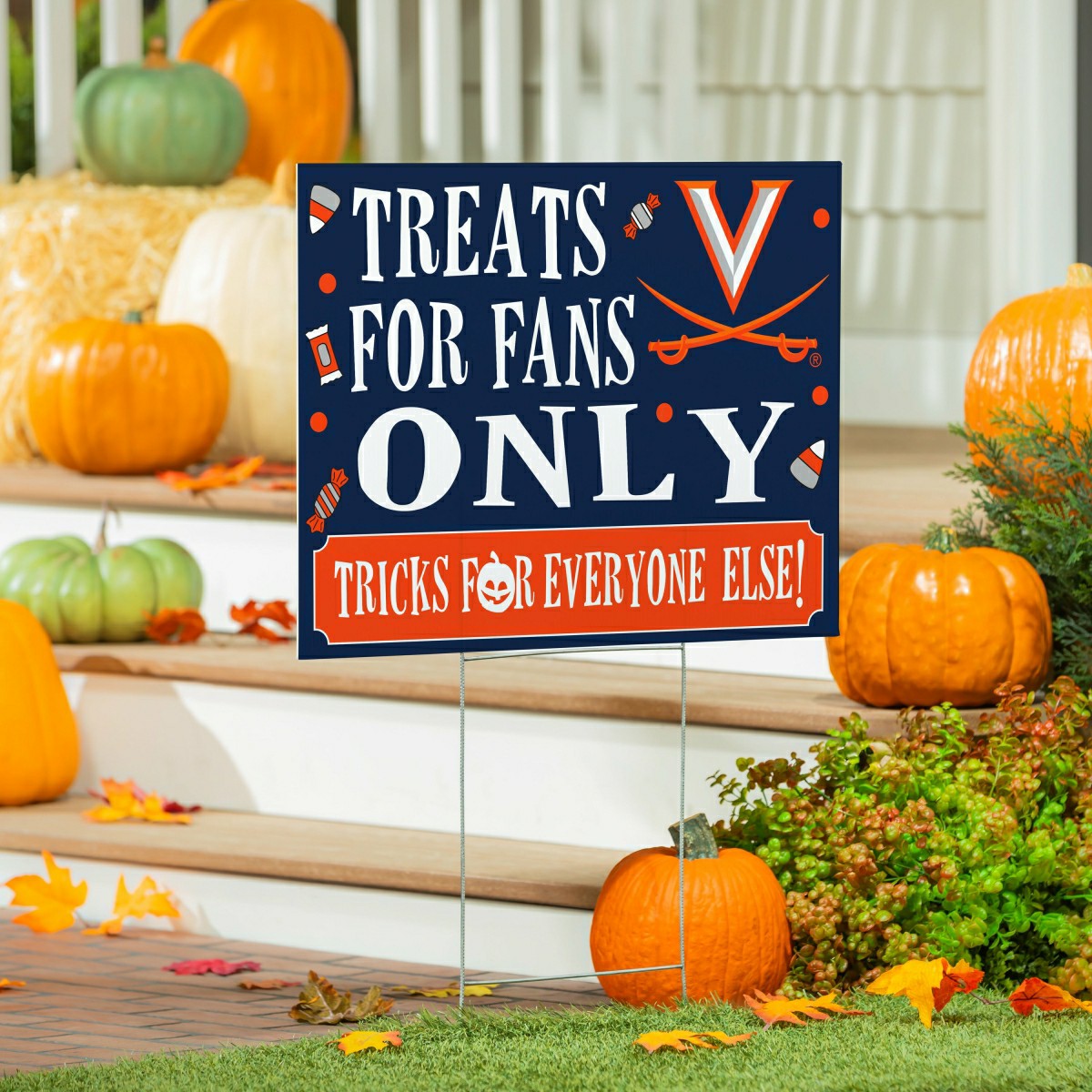 University of Virginia Yard Sign, Halloween Treats for Fans, Collegiate, Home