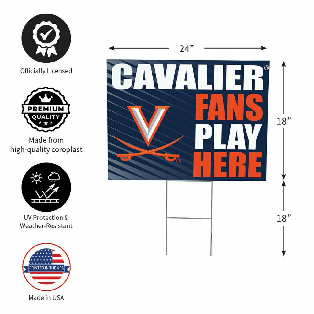 University of Virginia Coroplast Yard Sign "Fans Play Here", Collegiate, Home