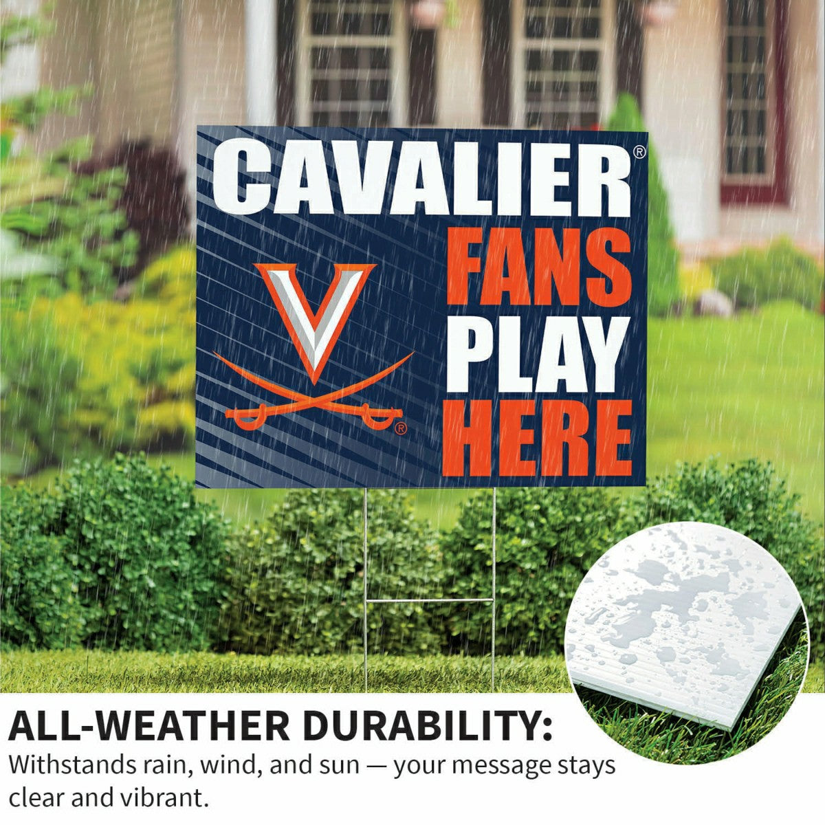 University of Virginia Coroplast Yard Sign "Fans Play Here", Collegiate, Home