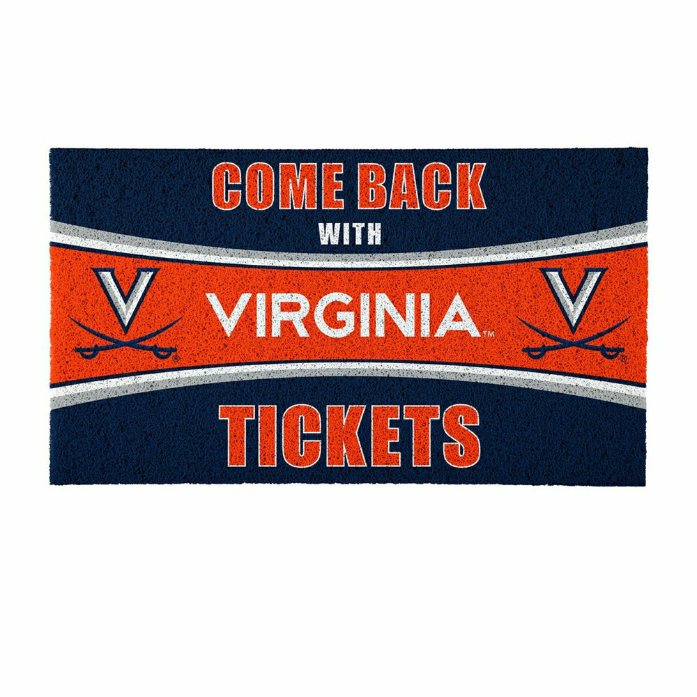 28" x 16" PVC Trapper Mat, Come Back with Tickets, University of Virgi, Collegiate