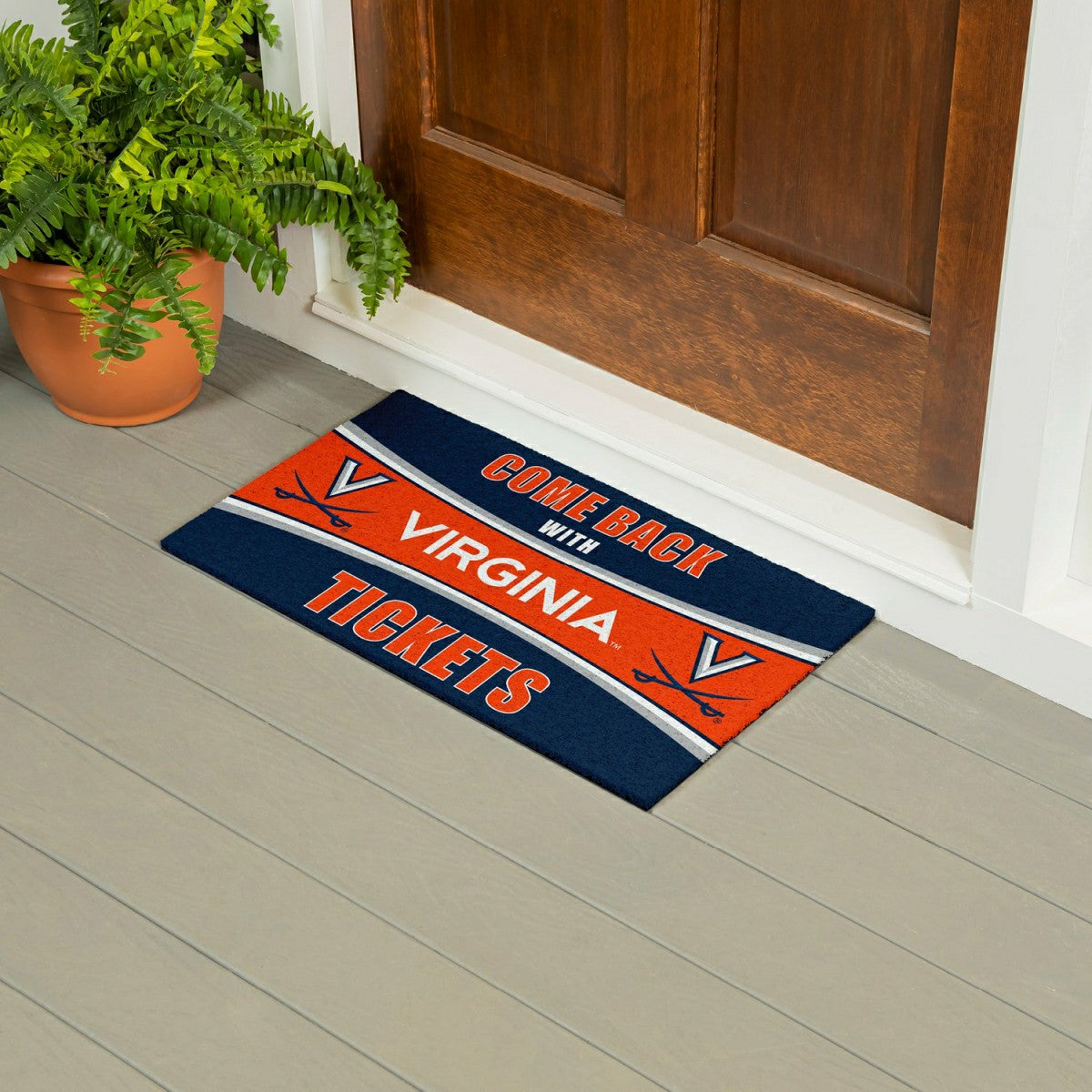 28" x 16" PVC Trapper Mat, Come Back with Tickets, University of Virgi, Collegiate