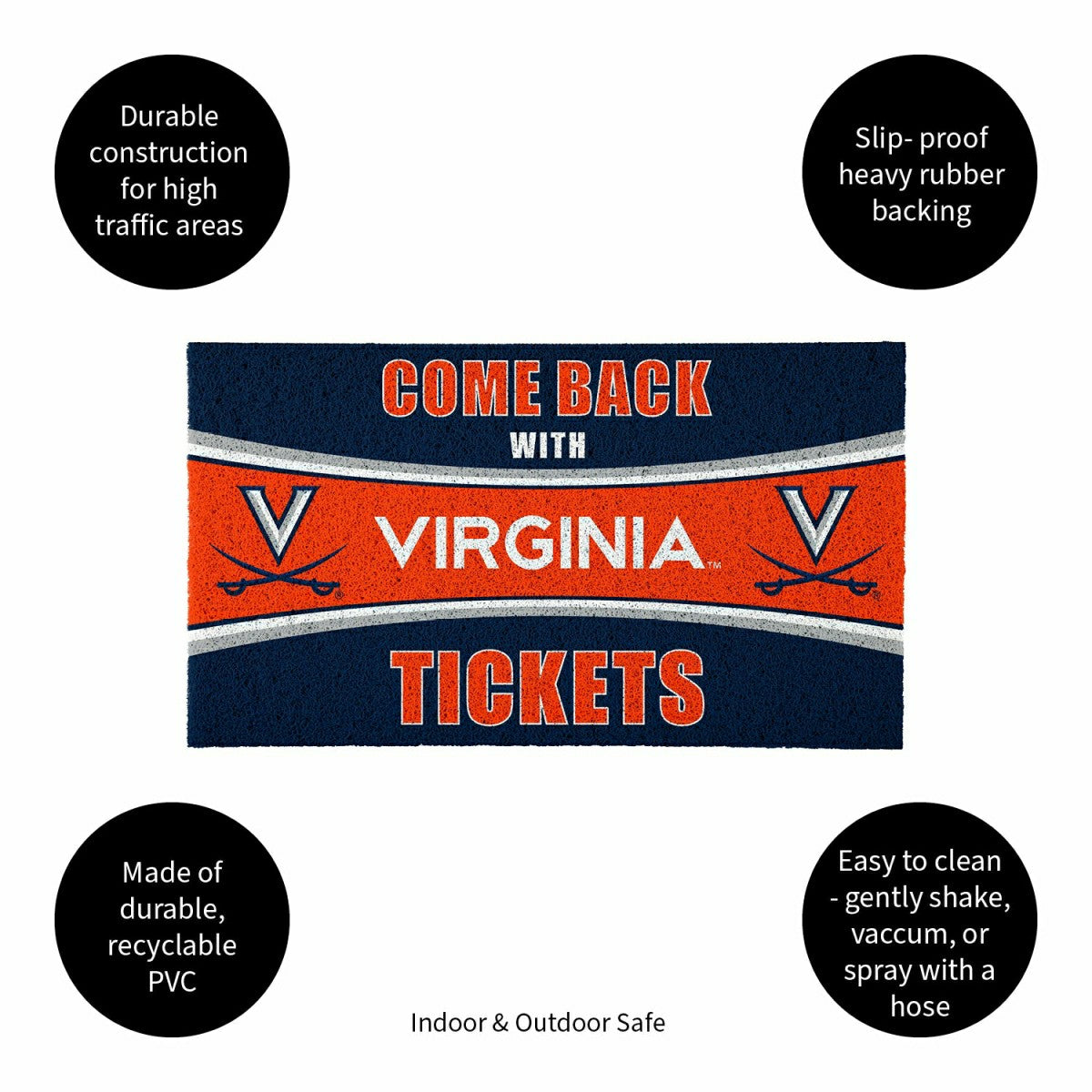 28" x 16" PVC Trapper Mat, Come Back with Tickets, University of Virgi, Collegiate