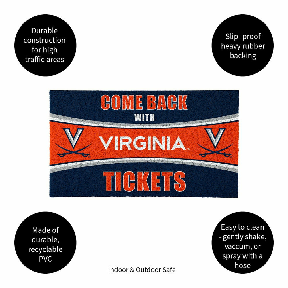 28" x 16" PVC Trapper Mat, Come Back with Tickets, University of Virgi, Collegiate
