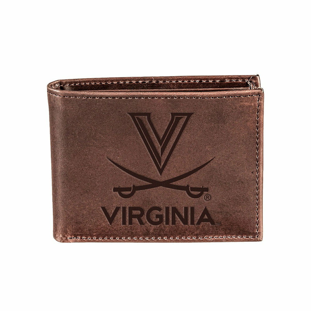 University of Virginia, Bi-Fold Wallet, Brown, CH, 100% Genuine Leathe, Collegiate, Home