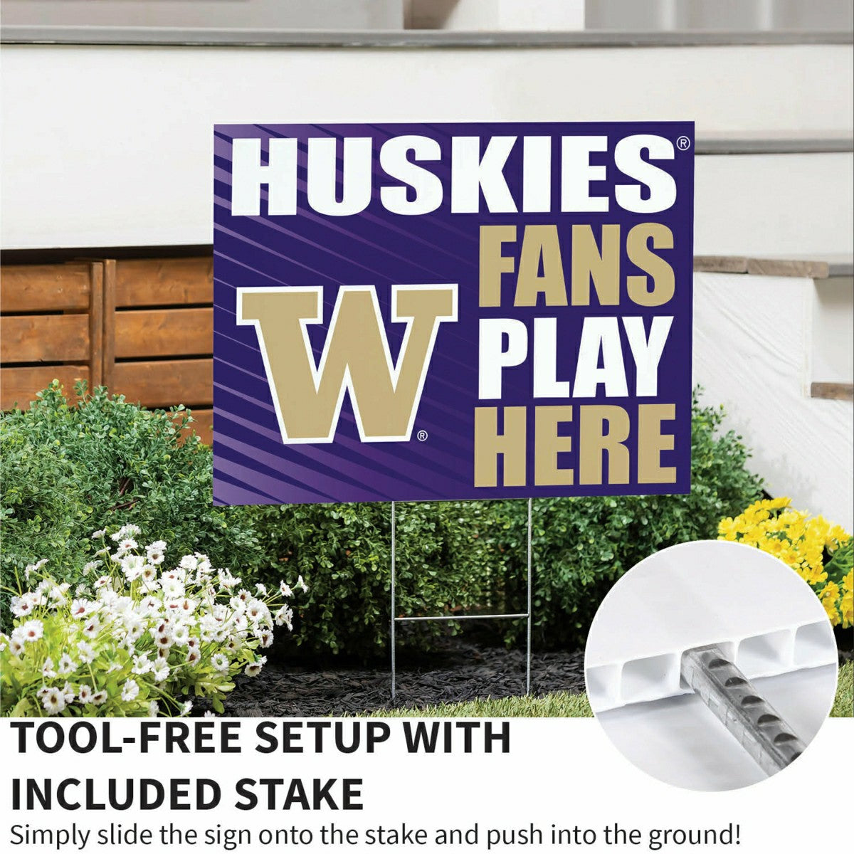 University of Washington Coroplast Yard Sign "Fans Play Here", Collegiate, Home