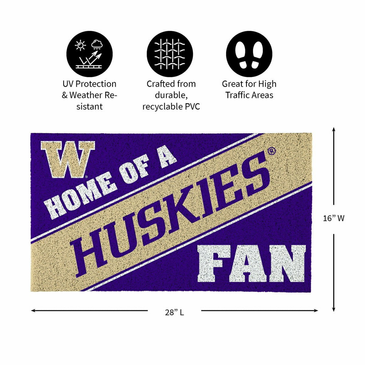 University of Washington, PVC Mat COLOR, Home of a Fan, Collegiate