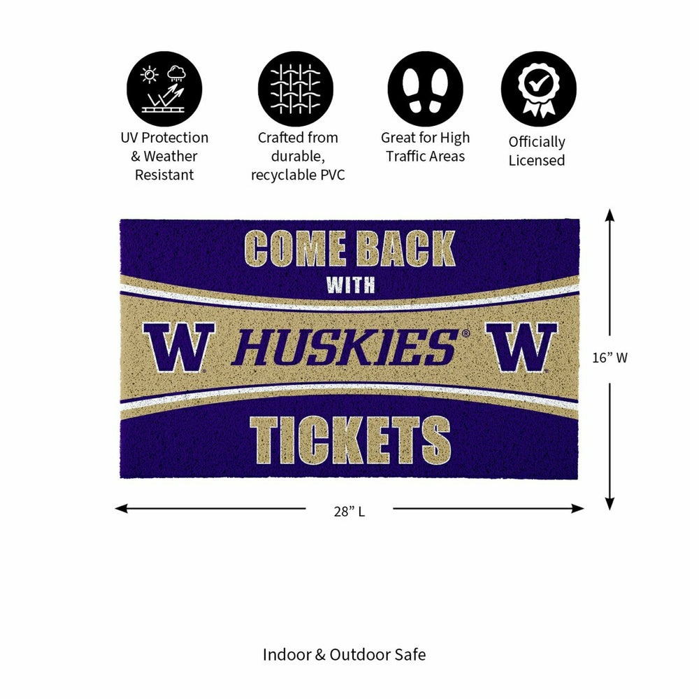 28" x 16" PVC Trapper Mat, Come Back with Tickets, University of Washi, Collegiate