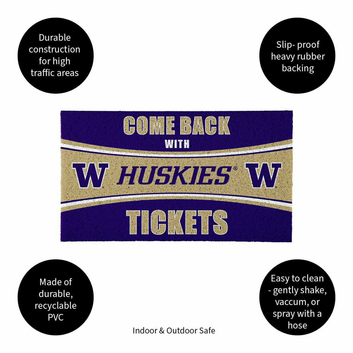 28" x 16" PVC Trapper Mat, Come Back with Tickets, University of Washi, Collegiate
