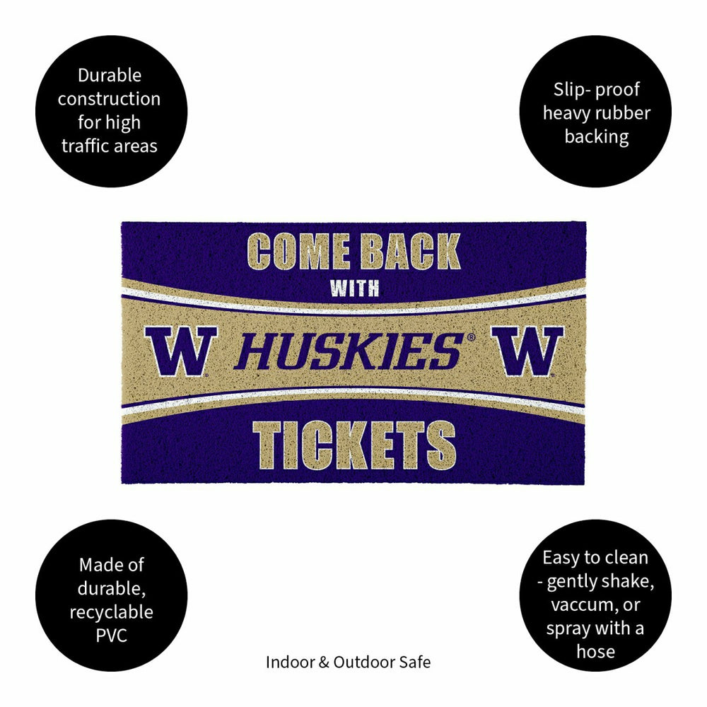 28" x 16" PVC Trapper Mat, Come Back with Tickets, University of Washi, Collegiate