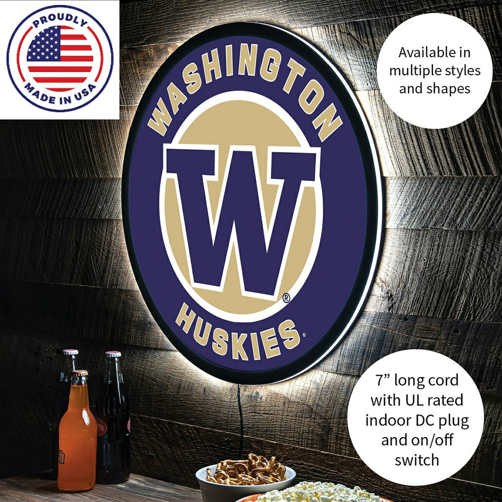 LED Wall Decor, Round, University of Washington, Collegiate, Home