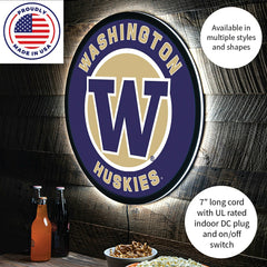 LED Wall Decor, Round, University of Washington, Collegiate, Home