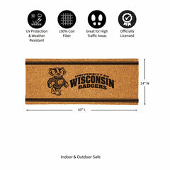 University of Wisconsin-Madison Extra Large One Color Coir Mat, 60"x24, Collegiate