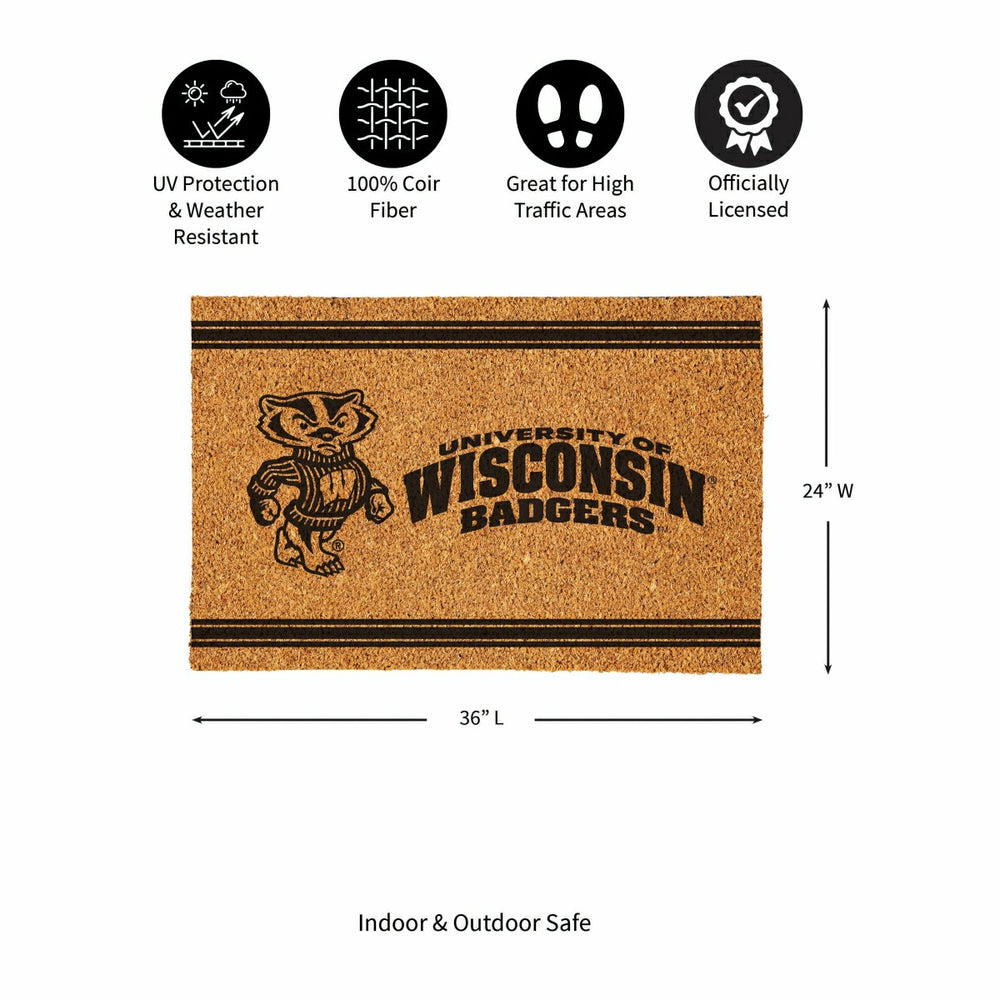 University of Wisconsin-Madison Large One Color Coir Mat, 36"x24", Collegiate