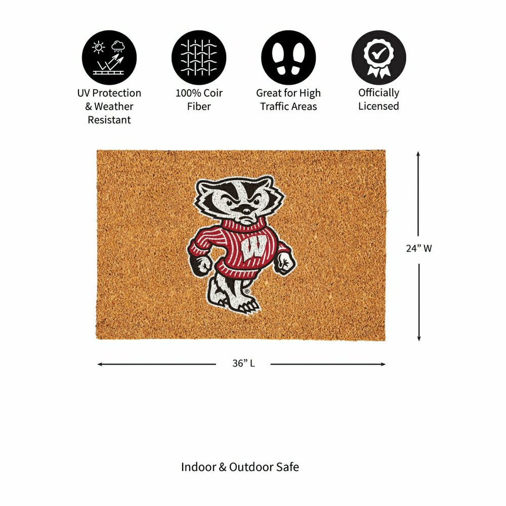University of Wisconsin-Madison Large Full Color Coir Mat, 36"x24", Collegiate