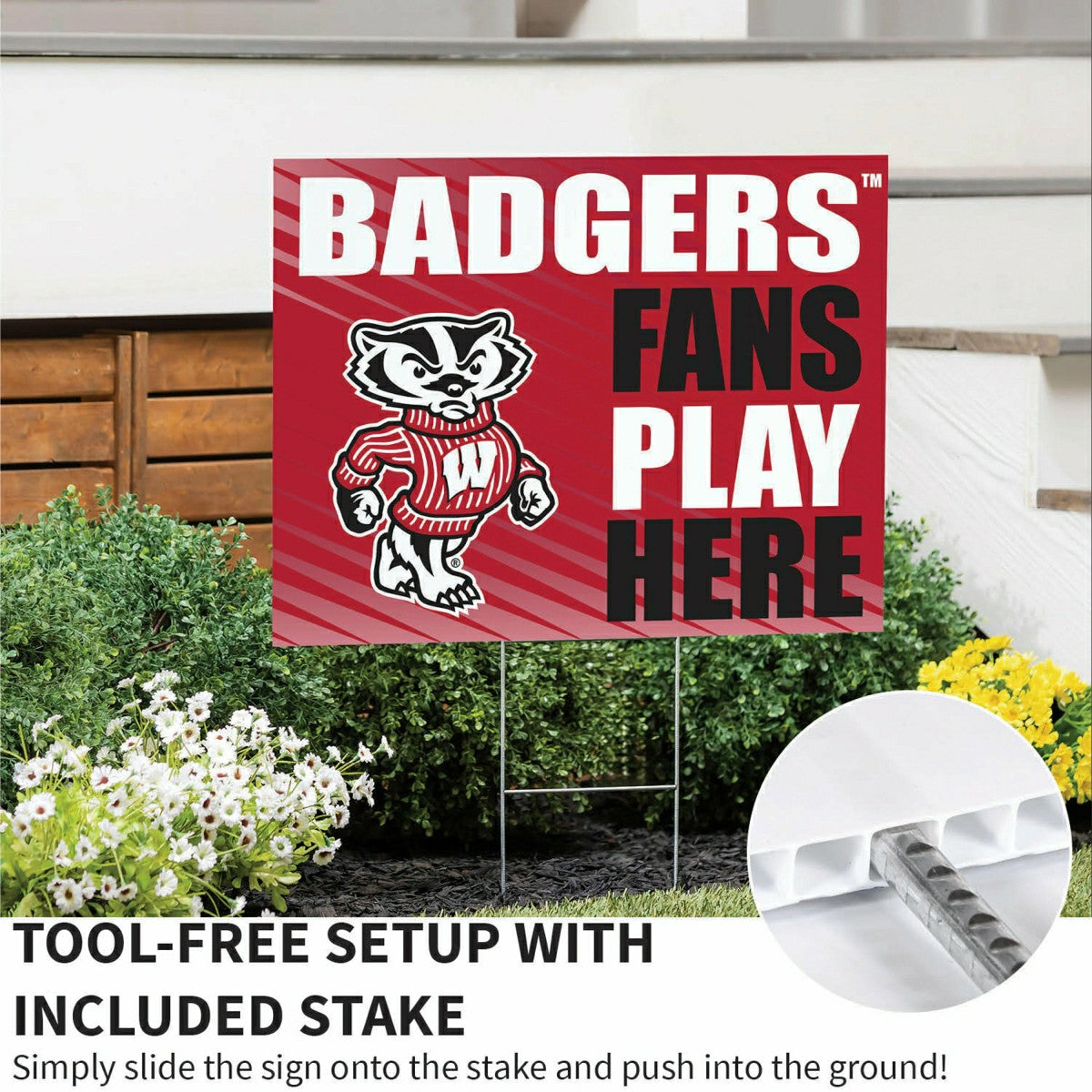 University of Wisconsin-Madison Coroplast Yard Sign "Fans Play Here", Collegiate, Home
