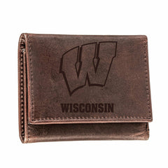 University of Wisconsin-Madison, Tri-Fold Wallet, Brown, CH, 100% Genu, Collegiate, Home