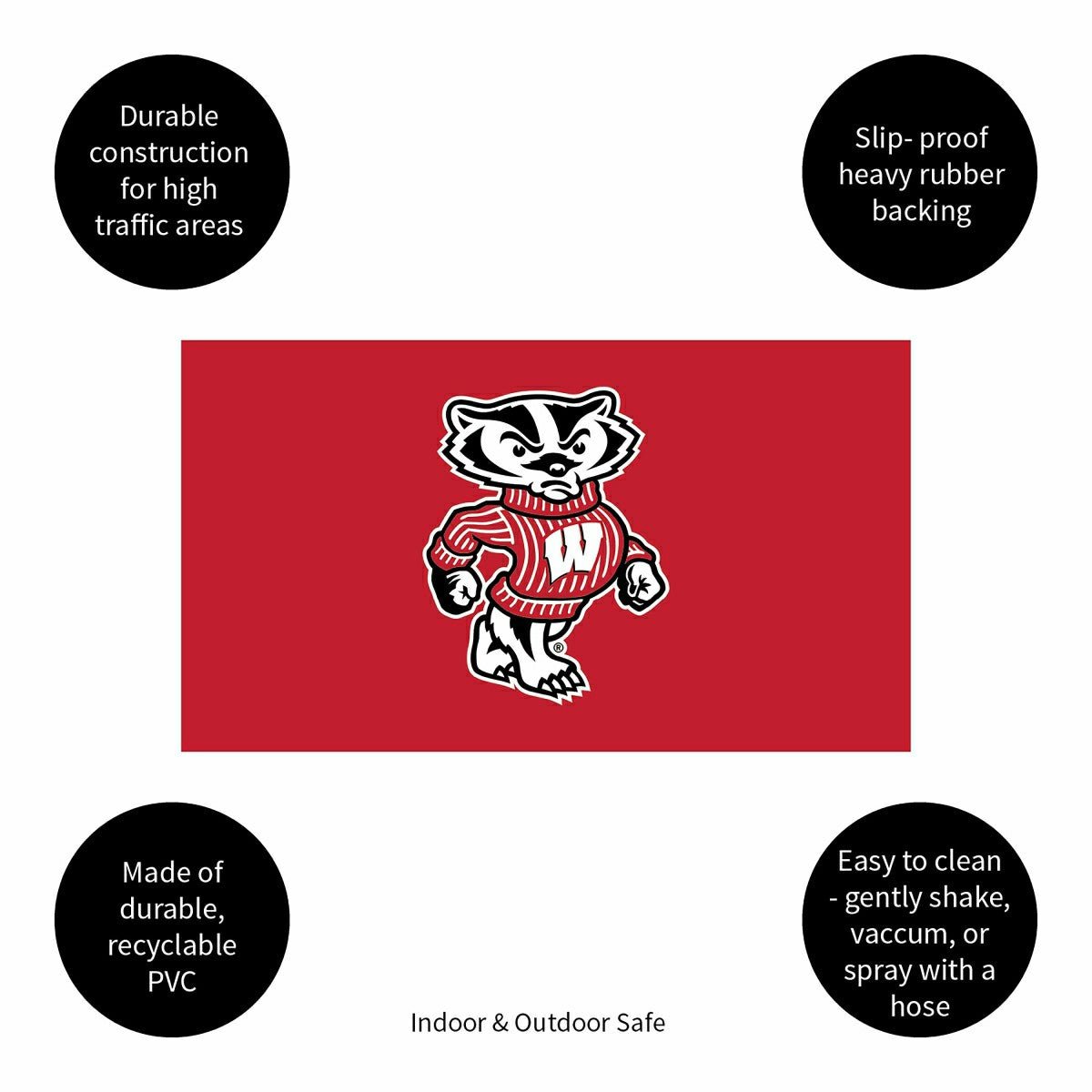 Full Color PVC Mat, 16" x 28", University of Wisconsin-Madison, Collegiate