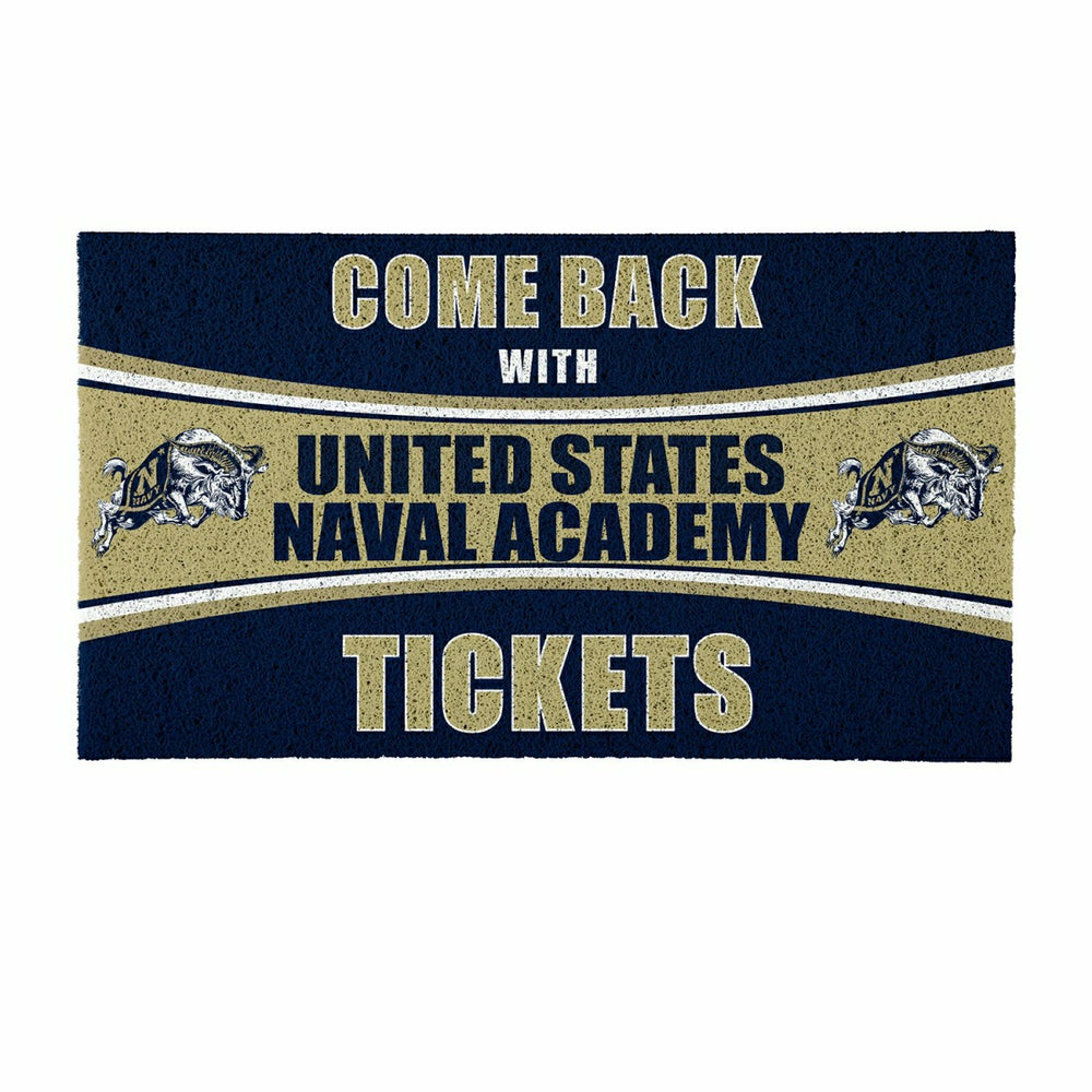 28" x 16" PVC Trapper Mat, Come Back with Tickets, US Naval Academy, Collegiate