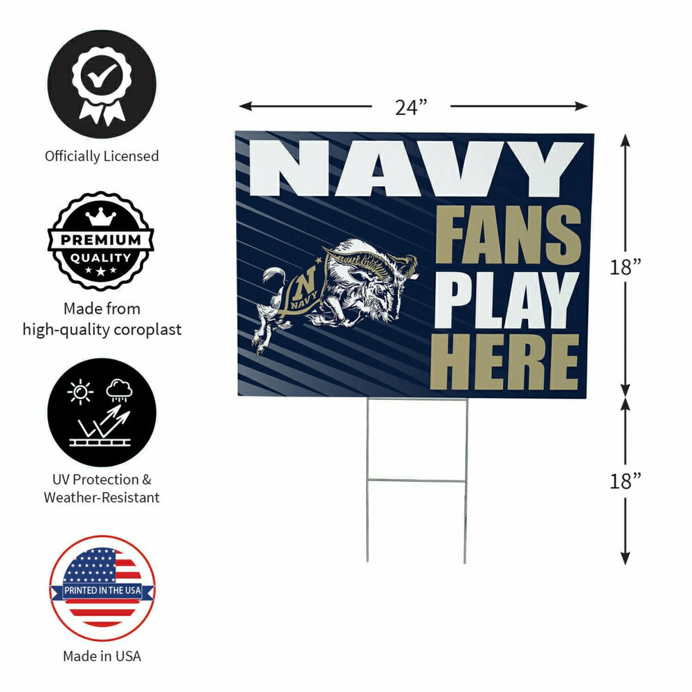 US Naval Academy Coroplast Yard Sign "Fans Play Here", Collegiate, Home