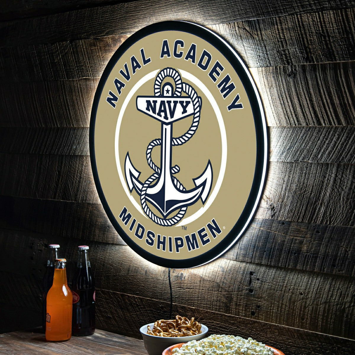 LED Wall Decor, Round, US Naval Academy, Collegiate, Home