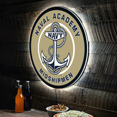 LED Wall Decor, Round, US Naval Academy, Collegiate, Home