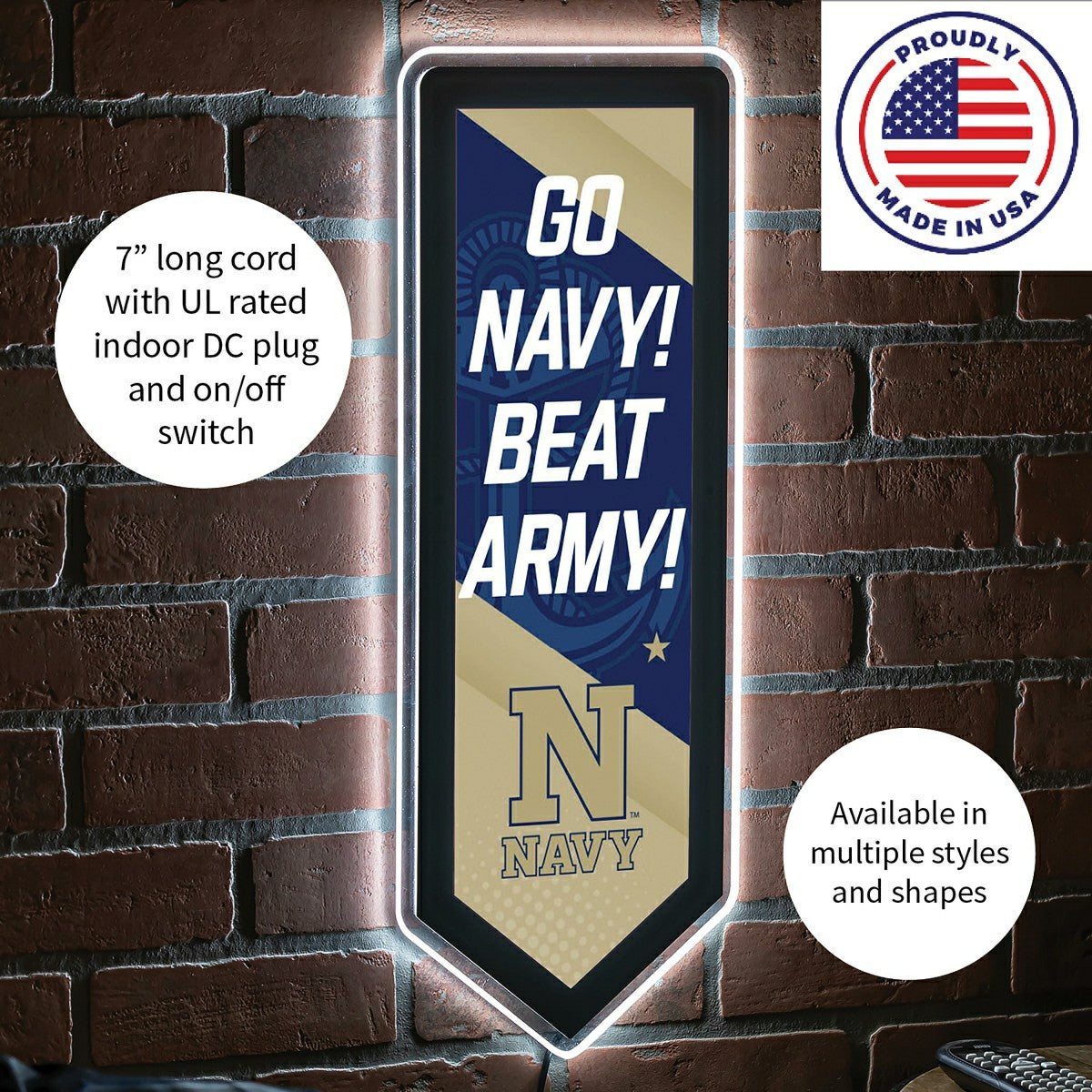 LED Wall Decor, Pennant, US Naval Academy, Collegiate, Home
