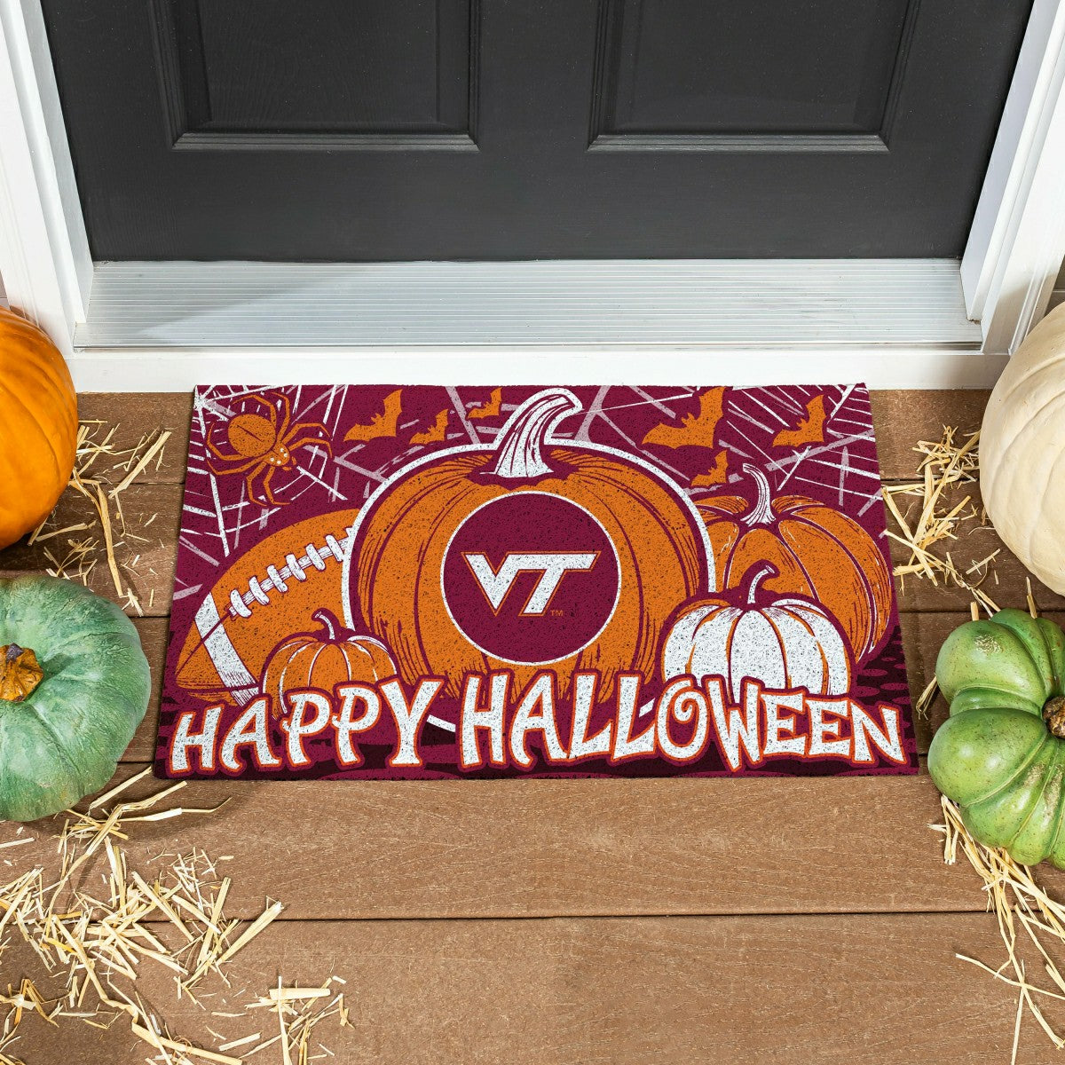 Virginia Tech Halloween PVC Mat, 28"x16", Collegiate