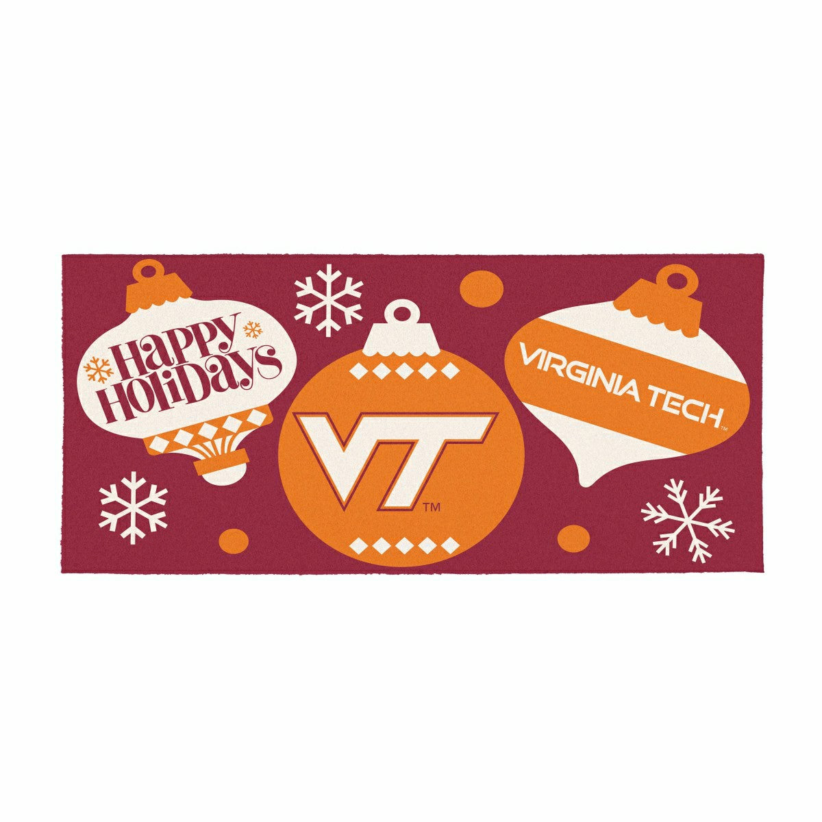 Virginia Tech Holiday Flocked Coir Sassafras Switch Mat, 22"x10", Collegiate