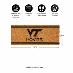 Virginia Tech Extra Large One Color Coir Mat, 60"x24", Collegiate