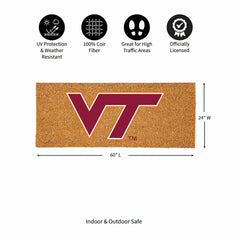 Virginia Tech Extra Large Full Color Coir Mat, 60"x24", Collegiate