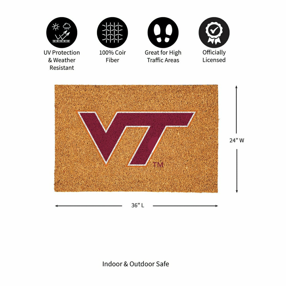 Virginia Tech Large Full Color Coir Mat, 36"x24", Collegiate