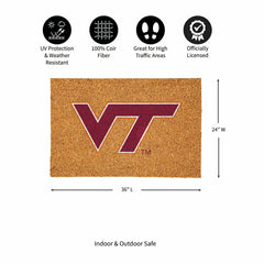 Virginia Tech Large Full Color Coir Mat, 36"x24", Collegiate