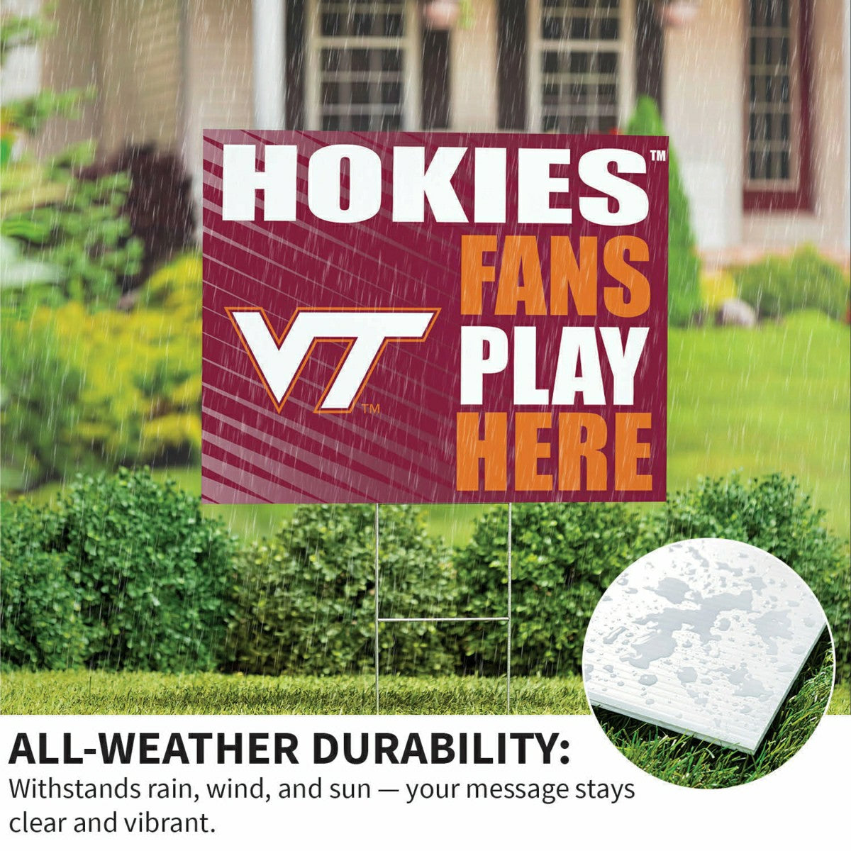 Virginia Tech Coroplast Yard Sign "Fans Play Here", Collegiate, Home