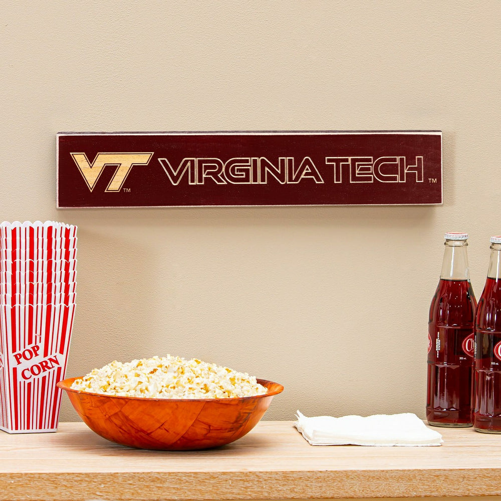 Virginia Tech Engraved Wood Sign, 3.5" x 18", Collegiate, Home