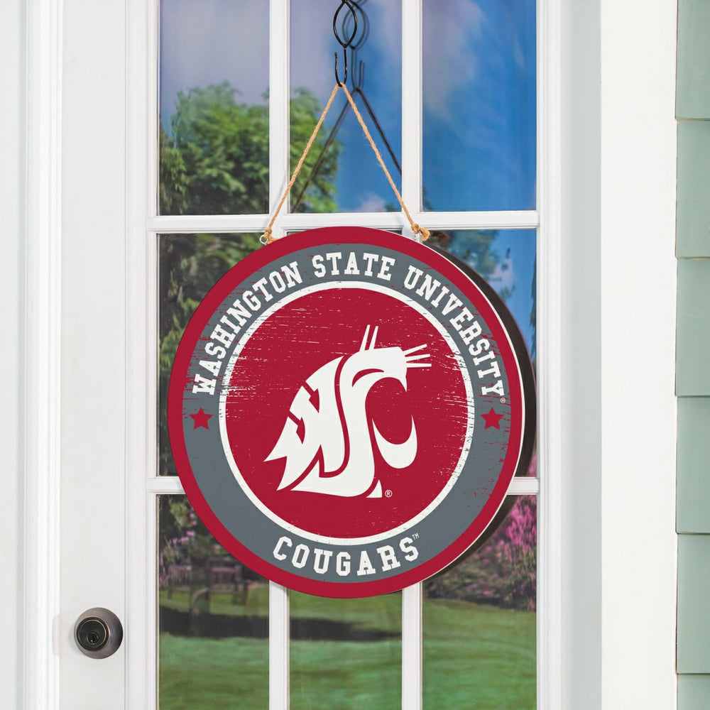 Washington State University Round Door Décor with Hanging Rope, 18x18, Collegiate, Home