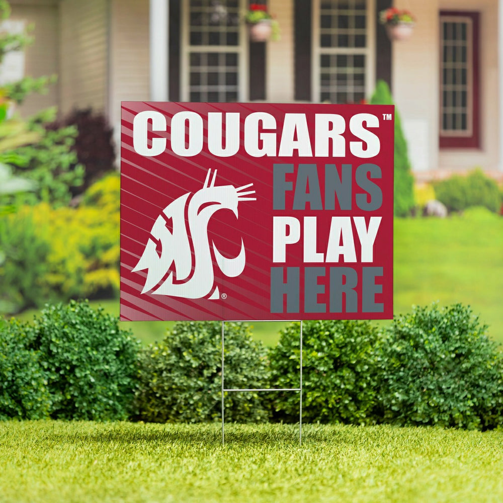 Washington State University Coroplast Yard Sign "Fans Play Here", Collegiate, Home