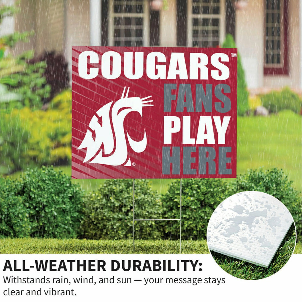 Washington State University Coroplast Yard Sign "Fans Play Here", Collegiate, Home