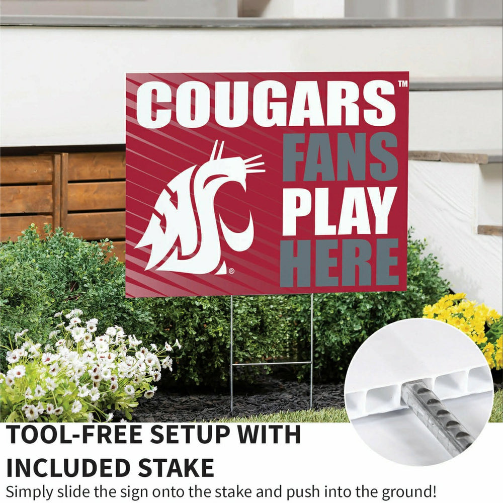 Washington State University Coroplast Yard Sign "Fans Play Here", Collegiate, Home
