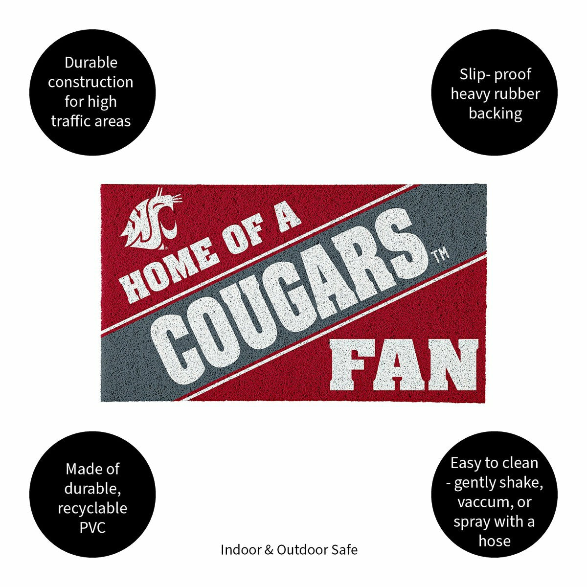Washington State University, PVC Mat COLOR, Home of a Fan, Collegiate