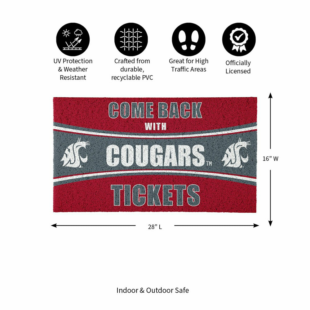 28" x 16" PVC Trapper Mat, Come Back with Tickets, Washington State Un, Collegiate