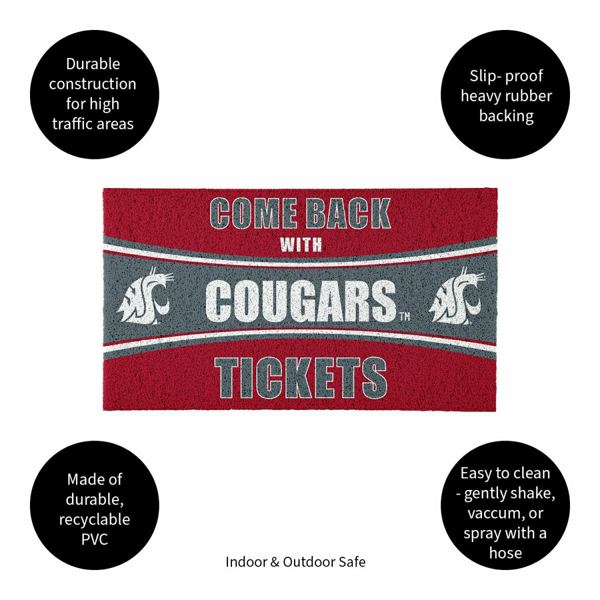 28" x 16" PVC Trapper Mat, Come Back with Tickets, Washington State Un, Collegiate