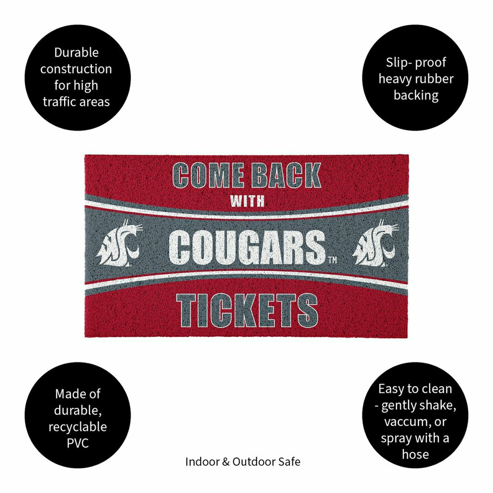 28" x 16" PVC Trapper Mat, Come Back with Tickets, Washington State Un, Collegiate