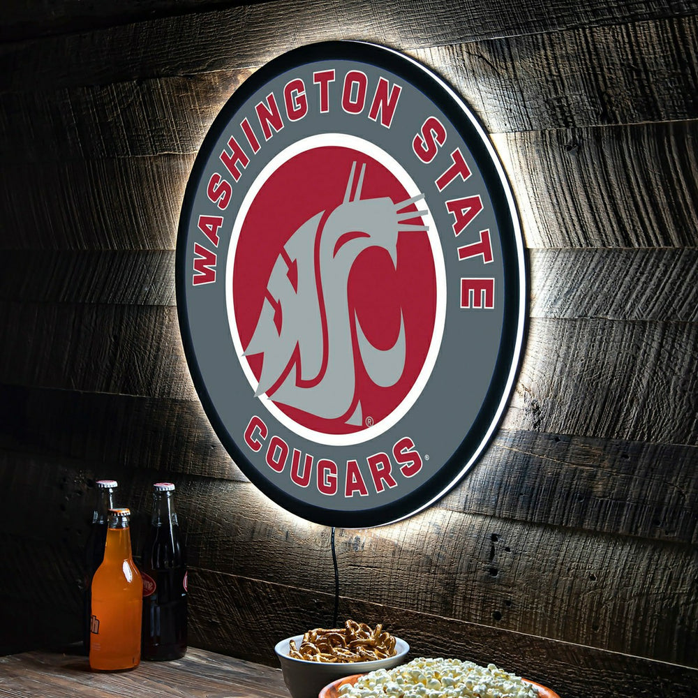 LED Wall Decor, Round, Washington State University, Collegiate, Home
