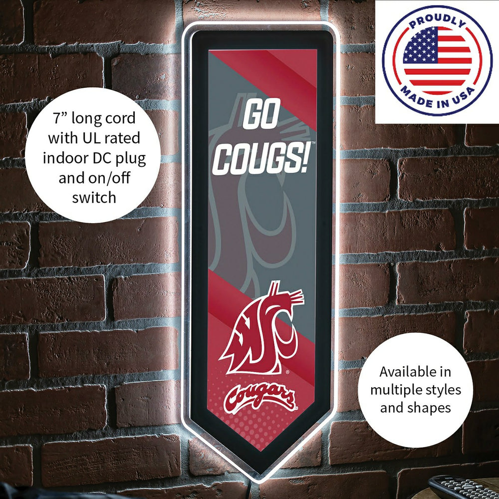 LED Wall Decor, Pennant, Washington State University, Collegiate, Home