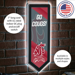 LED Wall Decor, Pennant, Washington State University, Collegiate, Home