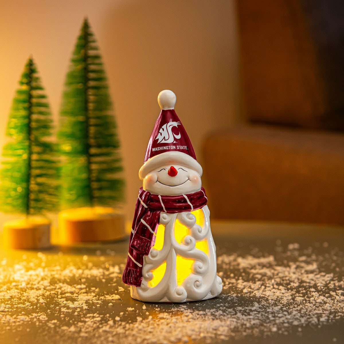 Washington State University Snowman LED Statuary, 8", Collegiate, Home